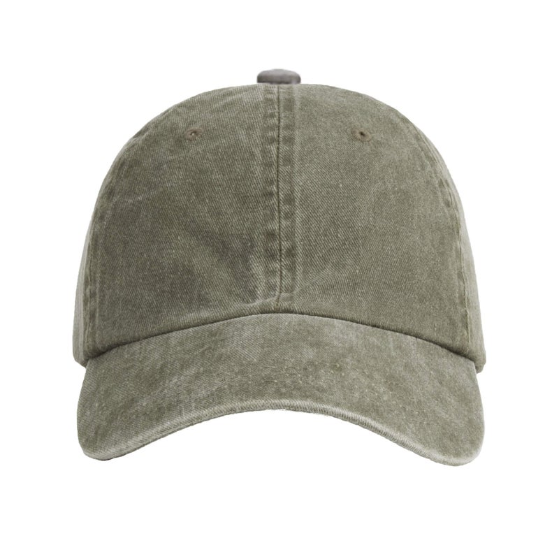 LANGZHEN Unisex Baseball Cap 100% Cotton Fits Men Women Washed Denim Adjustable Dad Hat(Army Green) - Image 2